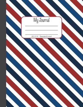 Paperback My Journal: 8.5x11, Standard Lined - Blue, Red and White Stripes Book