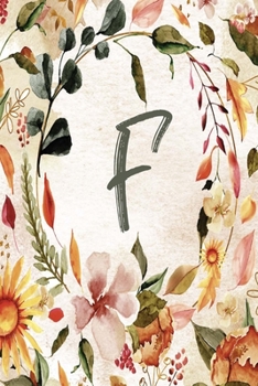 Paperback F: Orange Brown Floral 6"x9" Lined Notebook Book