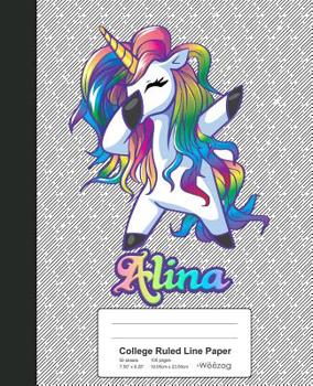 Paperback College Ruled Line Paper: ALINA Unicorn Rainbow Notebook Book