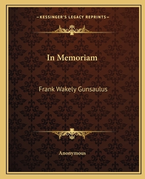 Paperback In Memoriam: Frank Wakely Gunsaulus Book