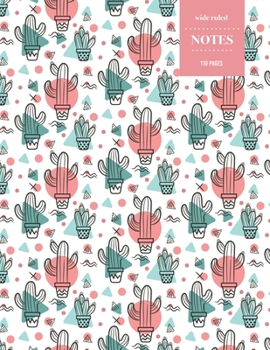 Wide Ruled Notes 110 Pages: Cactus Notebook for Kids, Teens and Students | Succulent Llama Pattern