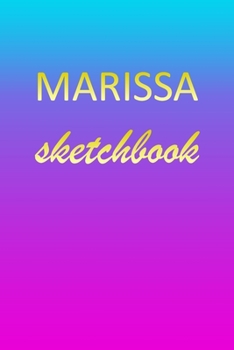 Paperback Marissa: Sketchbook - Blank Imaginative Sketch Book Paper - Pink Blue Gold Custom Letter M Personalized Cover - Teach & Practic Book