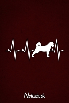 Notizbuch: Rotes Punktraster American Akita Herzschlag Hunde Notizheft ca DIN A5 weiß punktiert 110 Seiten (German Edition)