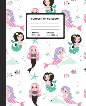 Paperback Composition Notebook: Little Mermaids - Wide Ruled Paper Journal - Blank Lined Workbook for Teens Kids Students Girls, for Home School & Wri Book