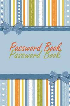 Paperback Password Book: Blue Background with Stripes and Ribbon Book