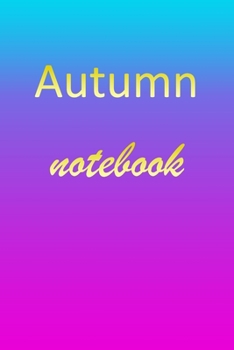 Autumn: Blank Notebook | Wide Ruled Lined Paper Notepad | Writing Pad Practice Journal | Custom Personalized First Name Initial A Blue Purple Gold  | ... Homeschool & University Organizer Daybook