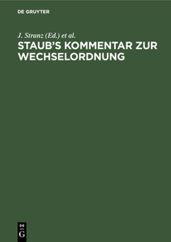 Hardcover Staub's Kommentar Zur Wechselordnung [German] Book