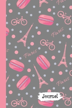 Paperback Journal: Bike Paris with Pink Macaroons Diary with Blank Lined Notebook Paper Book