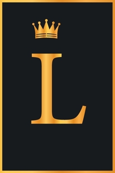L : Gold Color Initial Monogram Letter l for Notebook Journal,Pretty Crown,Kings Notebook