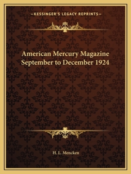 Paperback American Mercury Magazine September to December 1924 Book