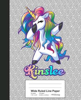 Paperback Wide Ruled Line Paper: KINSLEE Unicorn Rainbow Notebook Book