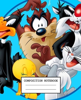 Composition Notebook: Looney Tunes Soft Glossy Cover Wide Ruled Lined Pages Book 7.5 x 9.25 Inches 110 Pages