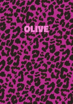 Paperback Olive: Personalized Pink Leopard Print Notebook (Animal Skin Pattern). College Ruled (Lined) Journal for Notes, Diary, Journa Book