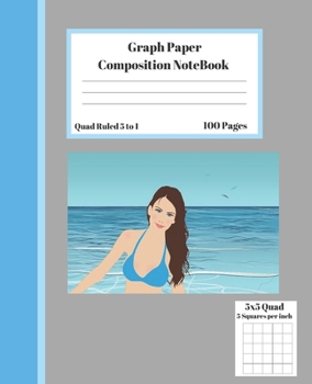 Paperback Graph Composition Notebook 5 Squares per inch 5x5 Quad Ruled 5 to 1 100 Sheets: Cute Funny Lady in the Sea Gift Notepad / Grid Squared Paper Back To S Book