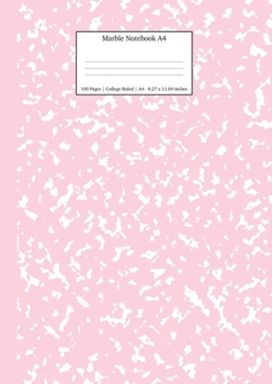 Marble Notebook A4: Pastel Pink College Ruled Journal