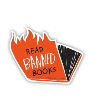 Paperback Banned Books (flames) Sticker (Pack of 6) Book