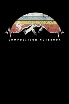 Paperback Composition Notebook: MTB Mountain Heartbeat Design Heartbeat Cyclist Lined Notebook Journal Diary 6x9 Book