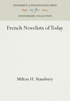 Hardcover French Novelists of Today Book