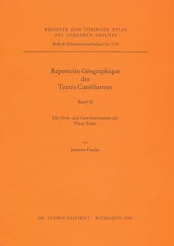 Paperback Repertoire Geographique Des Textes Cuneinformes: Die Orts- Und Gewassernamen Der Nuzi-Texte [German] Book