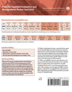 Cards Pediatric Inpatient Evaluation and Management: Pocket Card 2023 Book