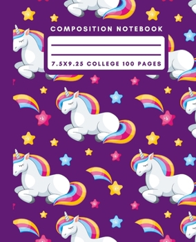 Composition Notebook: Purple Sleeping Unicorn Composition Notebook College Ruled Paper Notebook Journal For Writing Magical Blank Lined Workbook for Students For School Homework