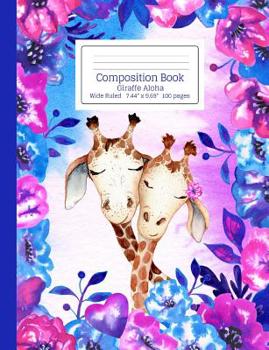 Paperback Composition Book Purple Pink & Blue Floral Tie Dye Pattern Giraffe Aloha Wide Ruled Book