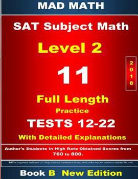 Paperback 2018 SAT Subject Math Level 2 Book B Tests 12-22 Book