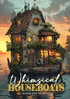 Whimsical Houseboats Coloring Book for Adults: Fairy House Coloring Book Grayscale whimsical | Houseboat Grayscale Coloring Book for Adults | cute little fairy homes on the water