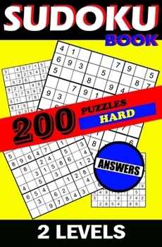 Paperback Sudoku book HARD, 200 puzzles, 2 levels, ANSWERS Book