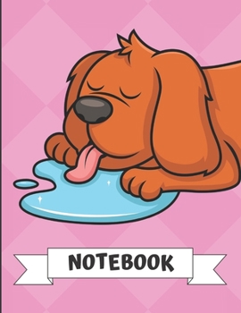 Paperback Notebook: Dog Sleeping with Drool Cartoon on a Pink Diamond Background. Book is Filled with Lined Journal Paper for Notes and Cr Book