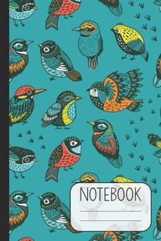 Notebook with Beautiful Bird Design on Teal Background: Pretty Lined Notebook (Journal / Diary) for Women