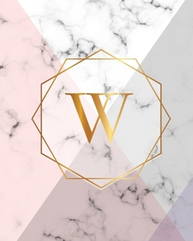 W: Initial Gift Luxury Marble Pink Purple Faux Gold Print Notebook (Initial Marble Notebooks)