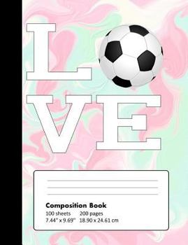 Paperback Composition Book Wide Ruled: School Notebook with Pink Turquoise Marble Cover for Soccer Lovers Book