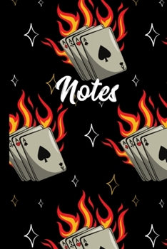 Paperback Notes: Flaming Aces 4 of A Kind Pattern Poker Player Gifts Notebook 6"x9" 120 Lined Pages Book