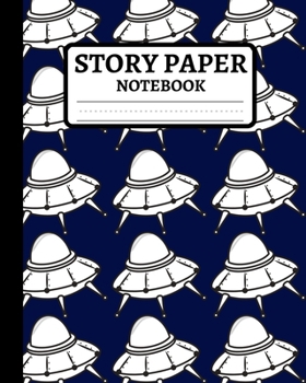 Story Paper Notebook: Primary Elementary Composition Journal In Dark Blue Colour, Dashed Midline Exercise Book For School