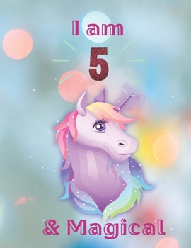 Unicorn SketchBook: I Am 5 & Magical With Unicorn Inside More Space for Sketching and Drawing and Writing Journal for Kids and Girls Marble Size 8.5in x 11in with 110 Pages