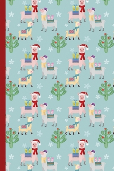 Blank Lined Notebook Journal For Christmas: Medium Ruled Book for Children, Teens and Adults - Christmas Pattern with Cute Alpaca (College Ruled Line Paper)