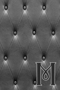 M: Writing Journal Notebook Personalized with Black Monogram Initial Letter on a Dramatic Charcoal Gray Diamond Shape Tufted background. (6"x9" 110 Blank Lined Pages with Space for Date)