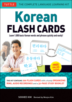 Hardcover Korean Flash Cards Kit: Learn 1,000 Basic Korean Words and Phrases Quickly and Easily! (Hangul & Romanized Forms) Downloadable Audio Included Book