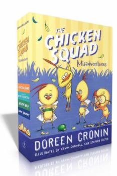 Hardcover The Chicken Squad Misadventures: The Chicken Squad; The Case of the Weird Blue Chicken; Into the Wild; Dark Shadows Book