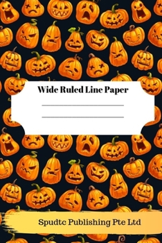 Paperback Scary Pumpkins Theme Wide Ruled Line Paper Book