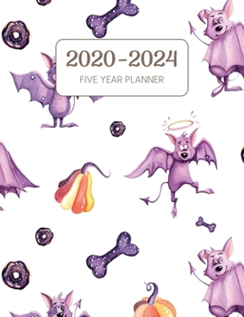 2020-2024 Five Year Planner: Monthly Agenda & Schedule with US Holidays - 60 Months or 5 Years - Purple Bats And Pumpkins Halloween (Appointment Diary With Todo List & Notes)