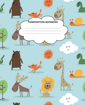 Animal Composition Notebook: Blank Lined Cute Notebooks for Girls Teens Kids School Writing Notes Journal (7.5 x 9.25 in)