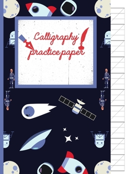 Paperback Calligraphy Practice paper: Gifts for space lovers; cute & elegant Black Russian space satellite hand writing workbook with practice sheets for ad Book