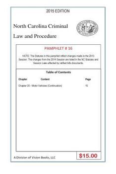 Paperback North Carolina Criminal Law and Procedure-Pamphlet 16 Book