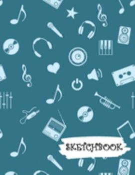 Paperback Sketchbook: Teal Musical Notes Themed Calendar & Journal Book