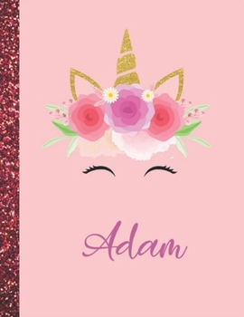 Paperback Adam: Adam Marble Size Unicorn SketchBook Personalized White Paper for Girls and Kids to Drawing and Sketching Doodle Taking Book