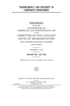 Paperback Transparency and integrity in corporate monitoring Book