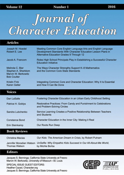Paperback Journal of Character Education Vol 12 Issue 1 Book