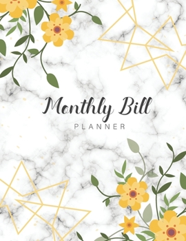 Paperback Monthly Bill Planner: Marble Floral Cover - Simple Monthly Bill Payment Checklist Tracker Log Book Organizer Planner - Bills Due Calendar - Book